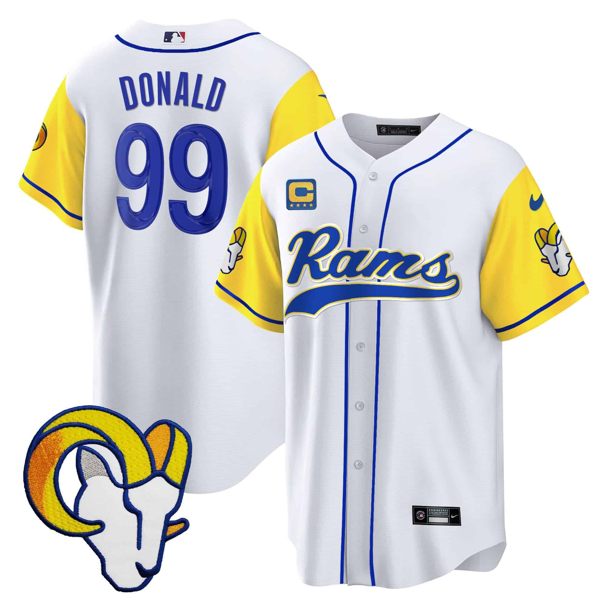 Men Los Angeles Rams #99 Donald White 2024 Nike Baseball NFL Jersey